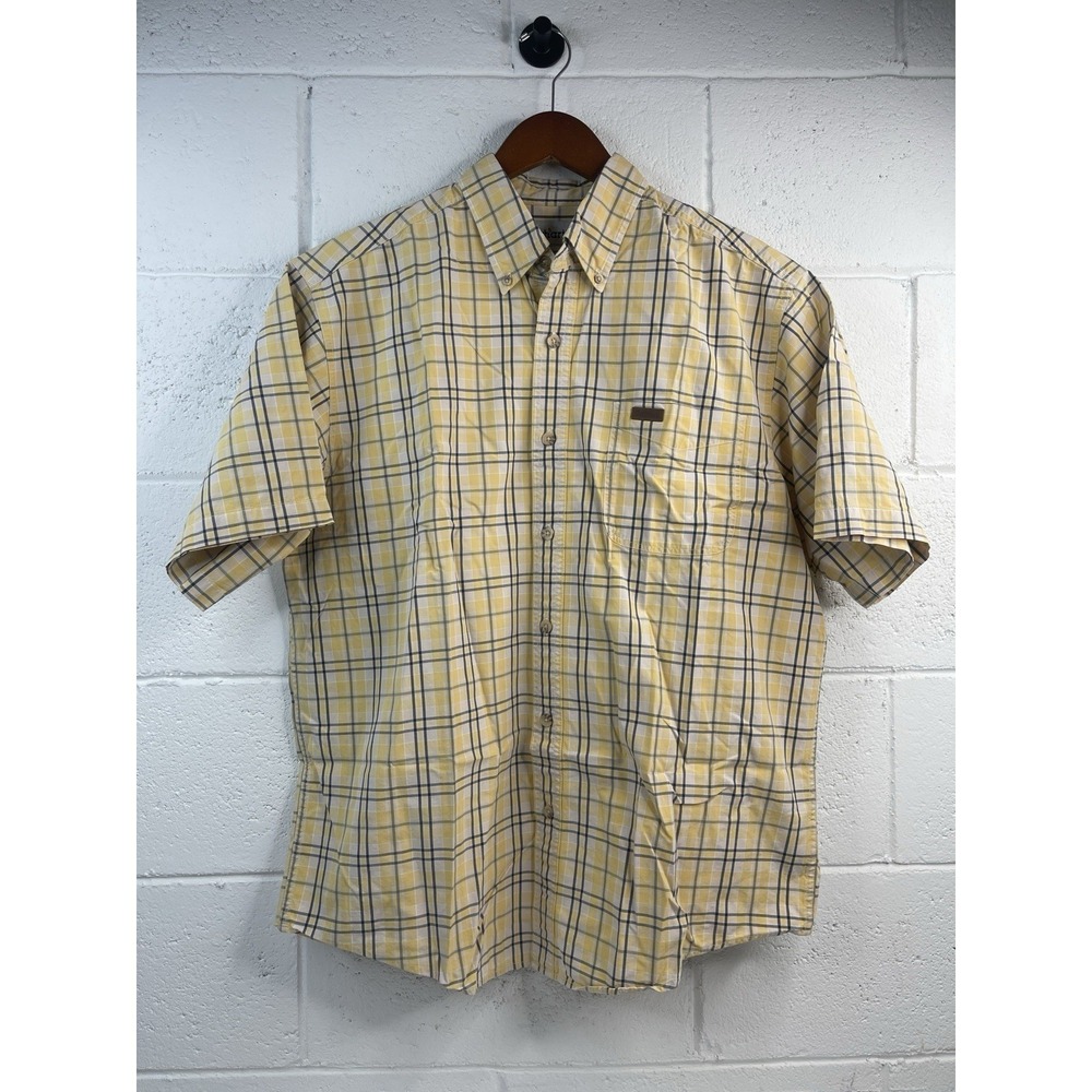 Carhartt Men's Relaxed Fit Short Sleeve Button Shirt Yellow Plaid Size L